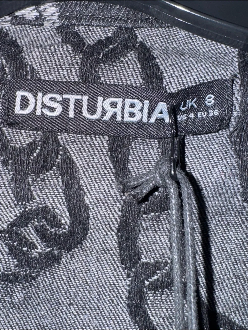 Disturbia Grounded Oversized Denim Jacket Size US 4 Black / Charcoal Chain